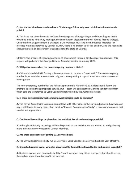 Council Meeting Q & A page 3